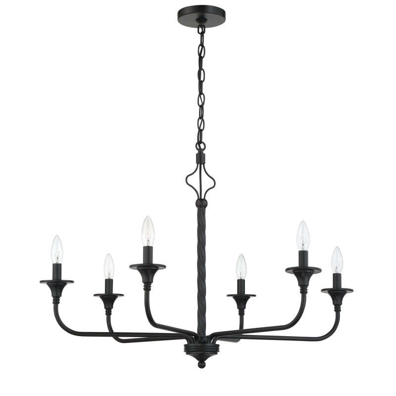Lustre classique à 6 lumières de style bougie Candyse, Dos plat