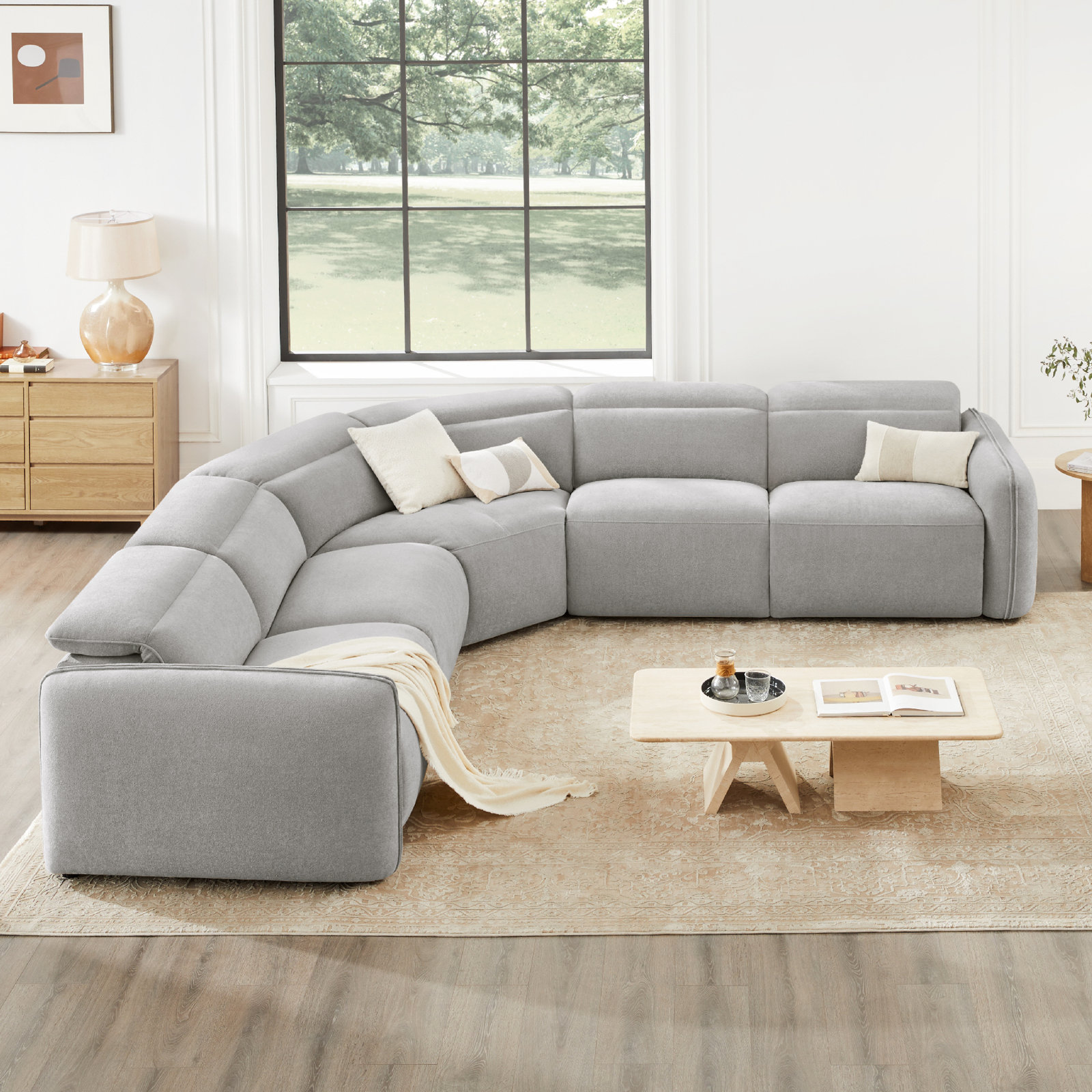 Bayne Linen Corner Sectional, Elite Dove Performance