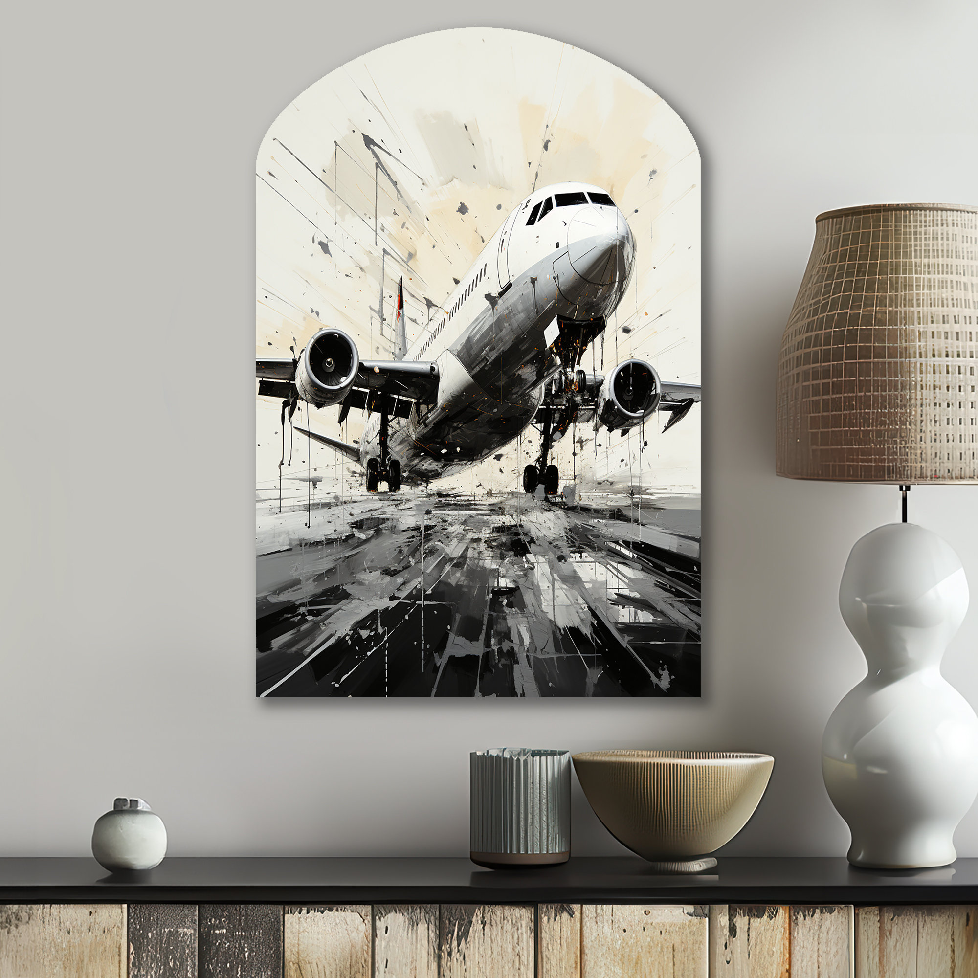 Trent Austin Design Abstracted Plane Flight Path Plane Arch Shape