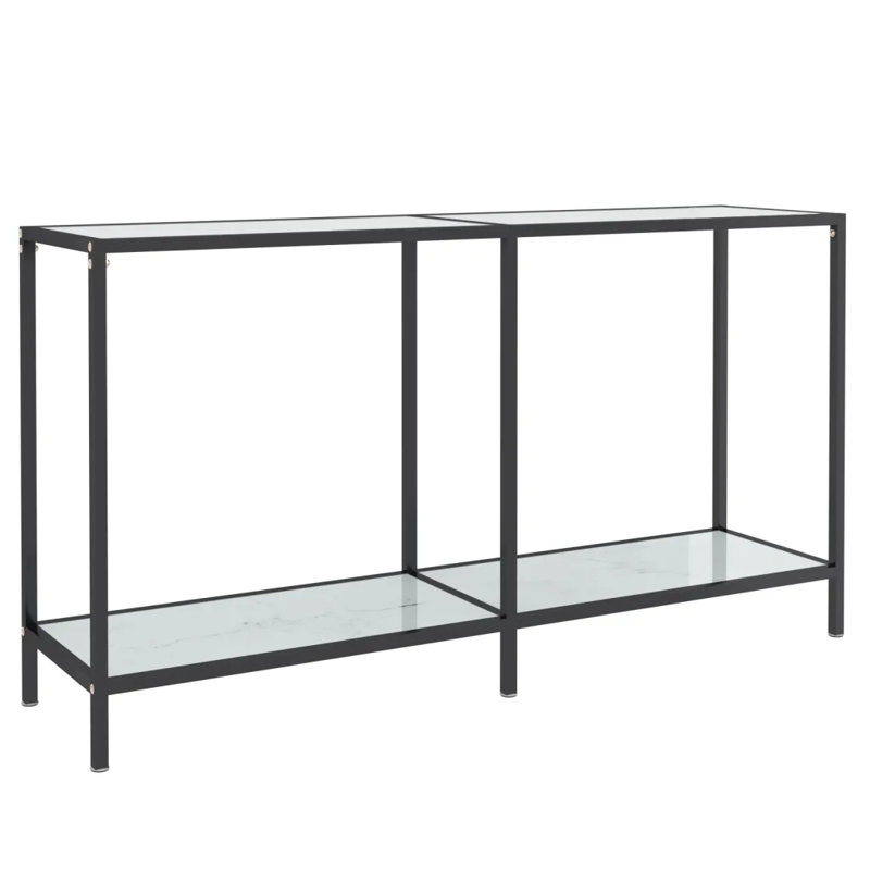 Hannmeike Glass Top Console Table, 75.5 x 140 x 35 cm, White
