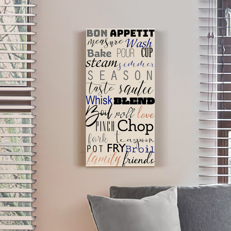 «Kitchen Expressions», reproduction d'art textuel sur toile tendue, H 16 po x l 8 po x P 1 po