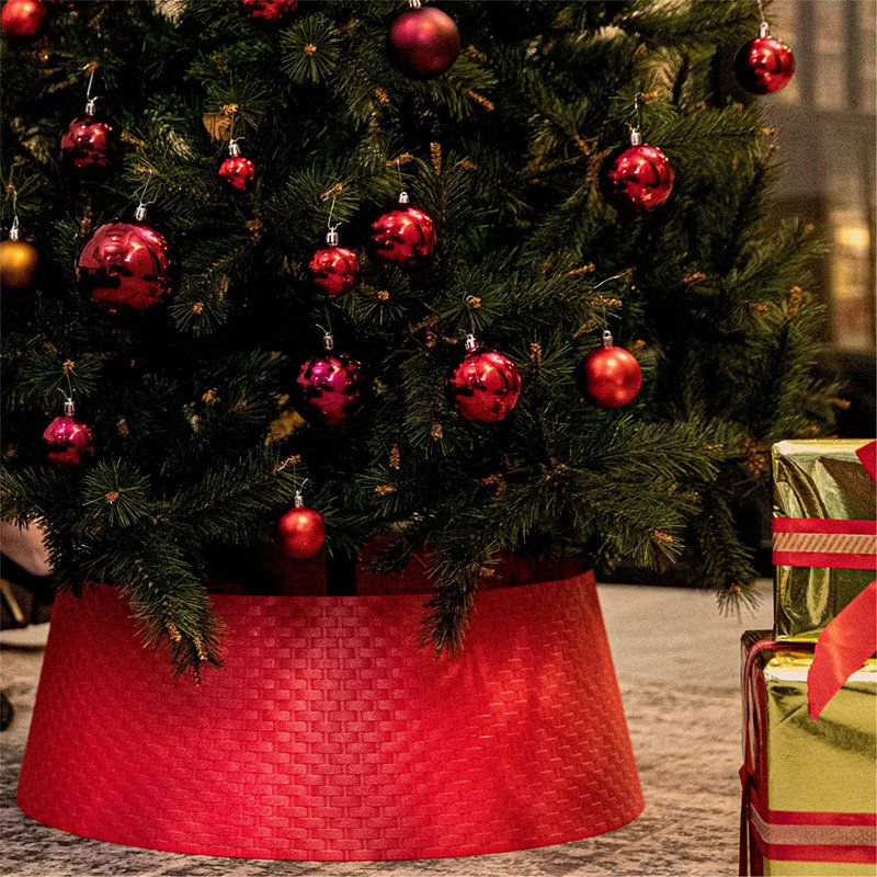 Solid Color Plastic Tree Collar, 10" H x 26.8' W x 26.8" D, Red