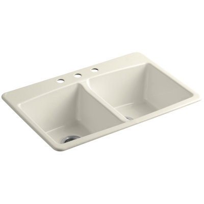 33" L x 22" W x 9-5/8" Top-Mount Double-Equal Kitchen Sink