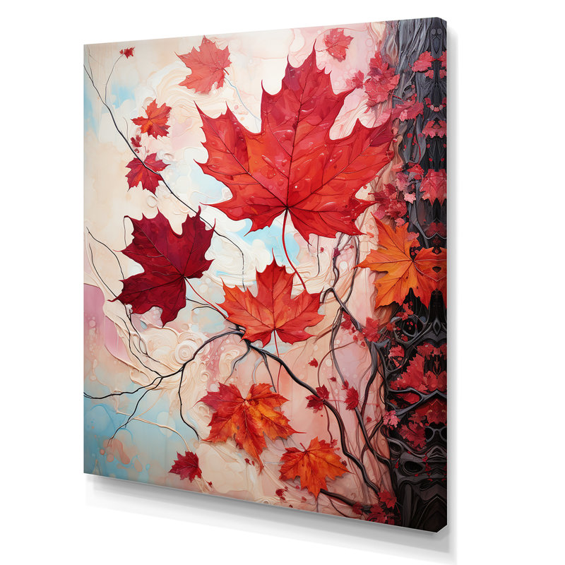 «Maples Memory Crimson» sur toile, Toile tendue, H 40 po x l 30 po x P 1,5 po