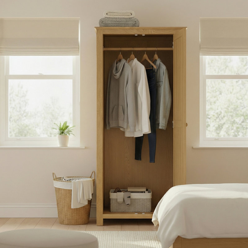Taounate 2 Door Solid Wood Wardrobe