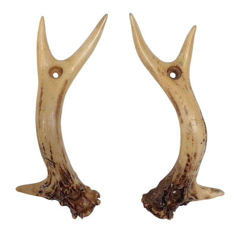 Polyresin Cabinet and Drawer Pulls Set Rustic Faux Antler Handles with Screws Cabin Lodge Decor