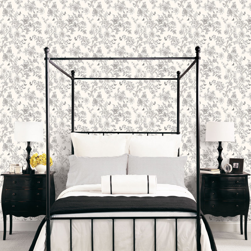 Piumafua 10m x 52.8cm Matte Wallpaper Roll, Off White/Black