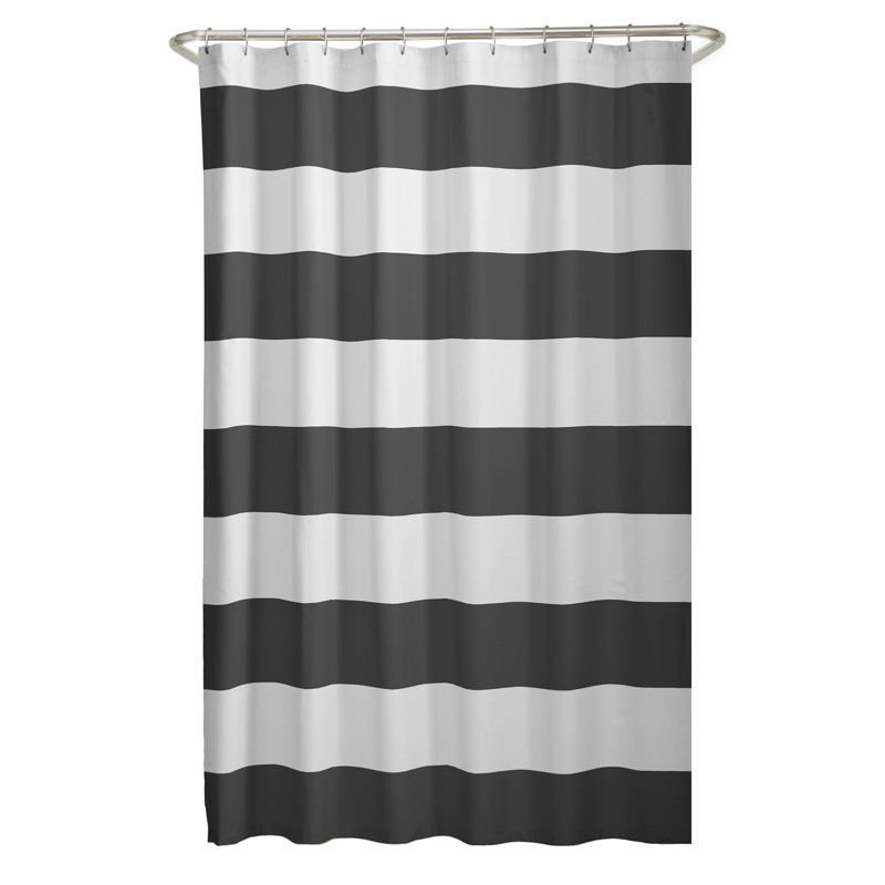 Adhley Striped Single Shower Curtain, Grey