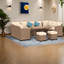 Canapé modulaire polyvalent, acier durable et rotin, charme extérieur rustique