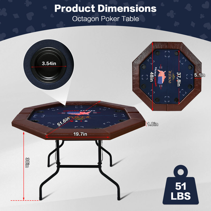 Table de poker pliable pour 8 joueurs RayChee, Brun