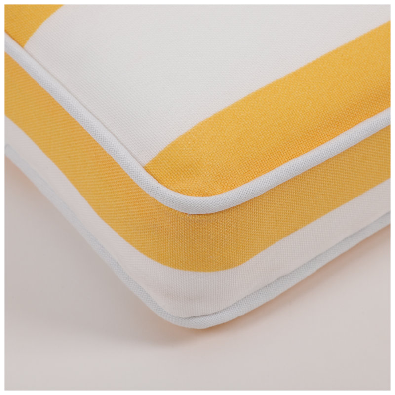 Ensemble 2 pièces de coussins de chaise longue à rayures jaunes et blanches - Rembourrage de siège de patio résistant aux rayons UV avec sangles réglables