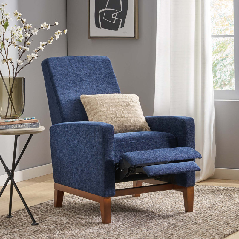 Ashlyn Recliner, Navy Blue 100% Polyester