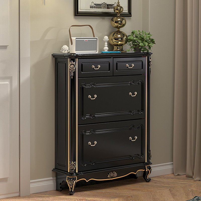 Black Solid wood Shoe Storage