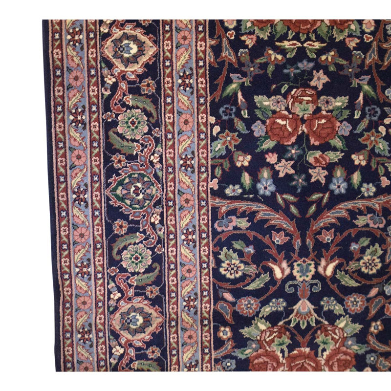 Tapis unique brun / bleu / rouge noué à la main de haute qualité