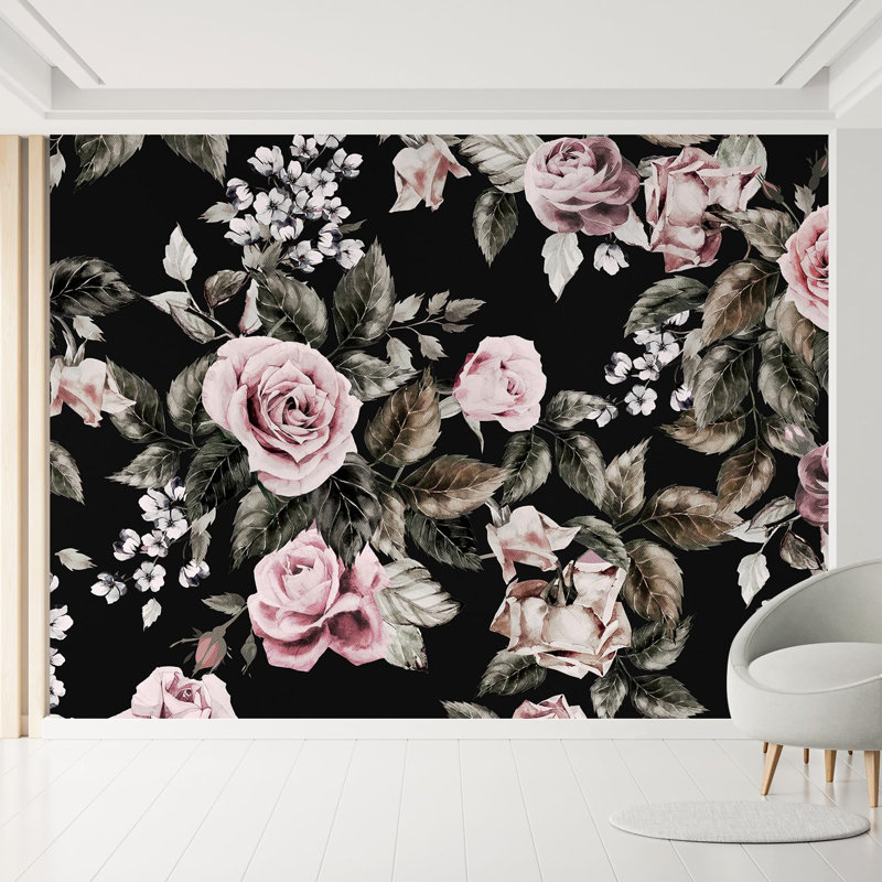 Bordure florale pelez et collez, L 120 po x l 144 po