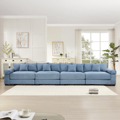 Canapé modulaire surdimensionné surdimensionné avec accoudoirs extra-épais en velours côtelé modulaire de qualité supérieure 12 coussins décoratifs Conception ergonomique facile à assembler pour les salons