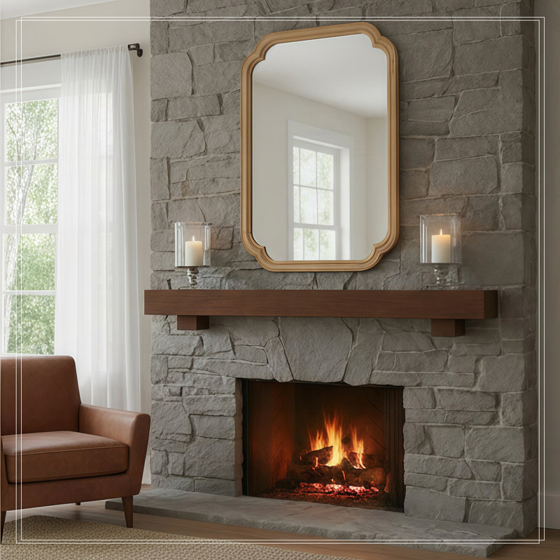 Miroir de coin 20 po x 30 po, 30 po x 20 po, Bois naturel