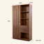 Armoire de rangement autoportante, armoire haute avec porte cannelée, 2 tiroirs et tablettes ouvertes, rangement polyvalent pour chambre à coucher, salon, entrée
