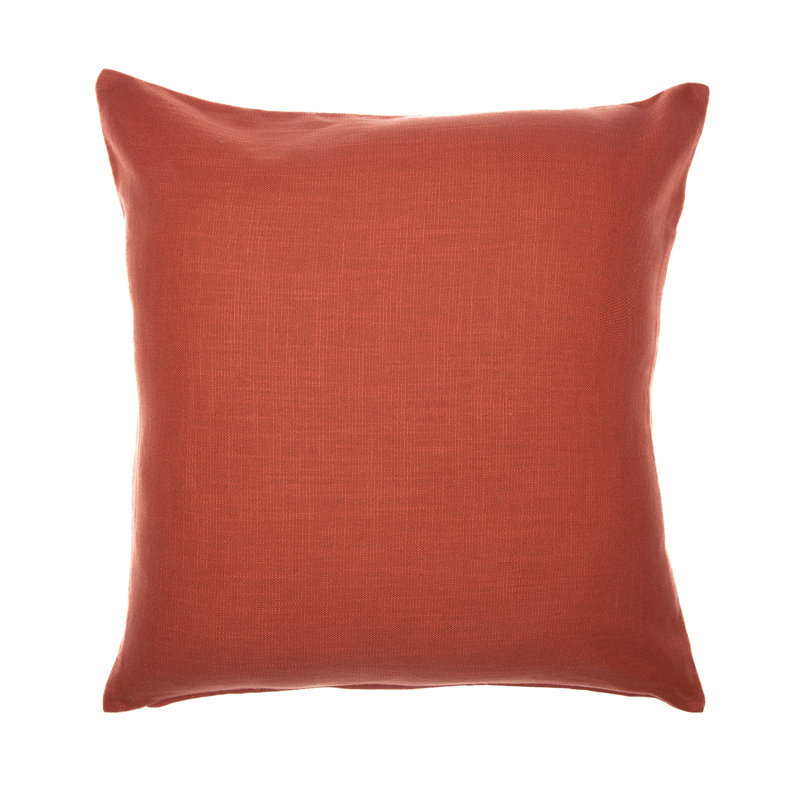 Orange and Ivory Geometric Embroidered Cotton Blend Throw Pillow