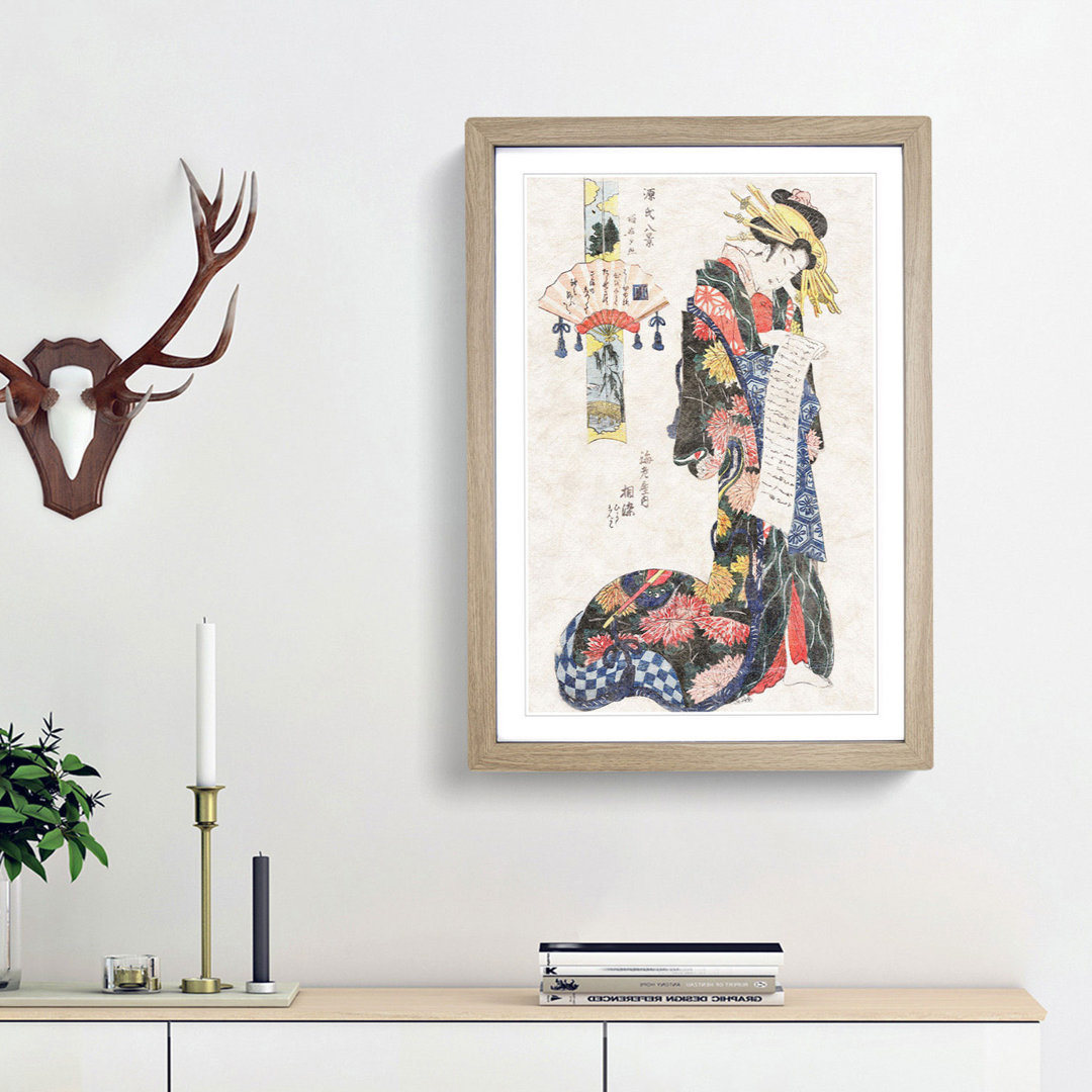 Courtesan Aizome of the Ebiya by Kikukawa Eizan - Picture Frame Painting Print