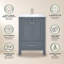 Ensemble de meuble-lavabo autoportant Amandie 24 po gris anthracite avec plateau en marbre de Carrare-555064461-738044143