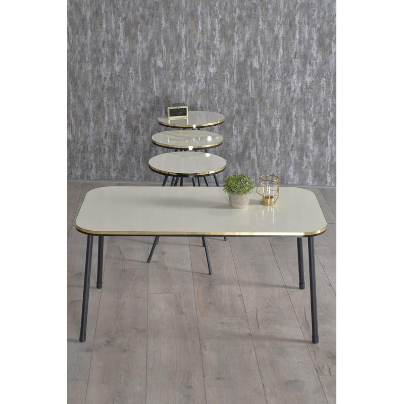 Aryana Living Room Table Set, Cream White