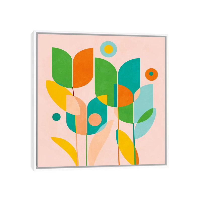 «Circles Shapes Tulips» par Ana Rut Bré - impression d'art graphique, H 37 po x l 37 po x P 1,5 po, Toile blanche encadrée