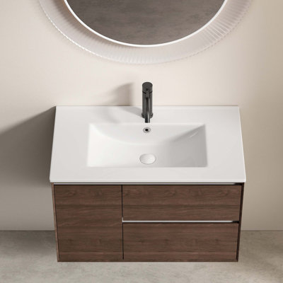 Lavabo vasque de salle de bain, comptoir de meuble-lavabo en céramique sans trop-plein