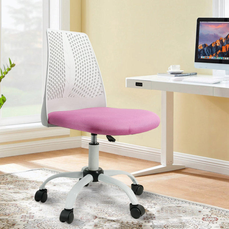 Chaise de bureau ergonomique Kavonta, Blanc / noir, Rose
