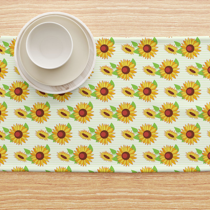 Rectangular Floral Cotton Twill Table Runner, 108" L x 16" W 