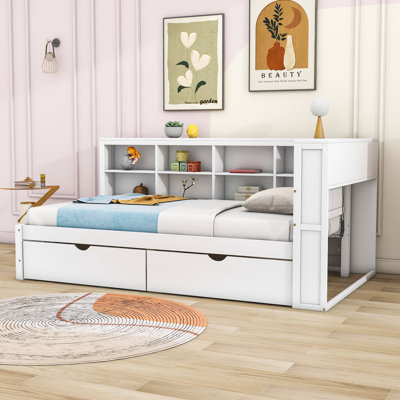 Danely Twin Wooden Daybed with Shelves and USB Ports