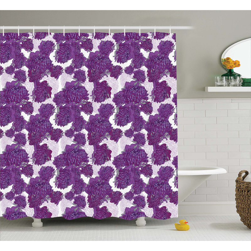 Floral Shower Curtain with Hooks Included, 69" W x 84" L