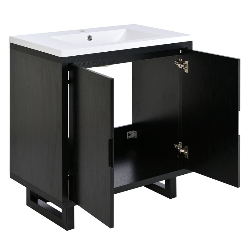 Ensemble de meuble-lavabo 30 po avec lavabo, armoire combinée, armoire de rangement pour salle de bain, structure en bois massif