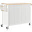 Chariot pour îlot de cuisine blanc 54,3 po - plateau en bois massif, armoire 4 portes, 2 tiroirs, porte-épices / porte-serviettes et roues verrouillables