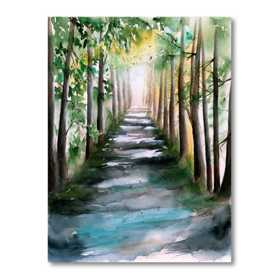 A Sunlit Forest Alley With Tree Shadows - Painting on Canvas