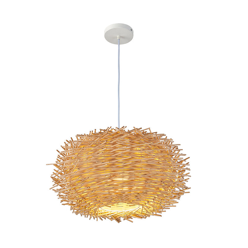 Luminaire suspendu 20 po en forme de nid d'oiseau en bambou