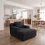 Chaise longue surdimensionnée en velours côtelé – Sofa d'intérieur moderne, aucun assemblage requis, noir