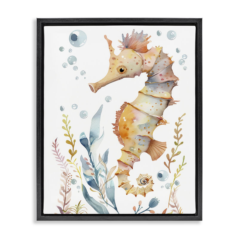  «Soft Seahorse Underwater», art mural encadré par Franklyn Gregory, Cadre flottant noir de jais, H 21 po x l 17 po
