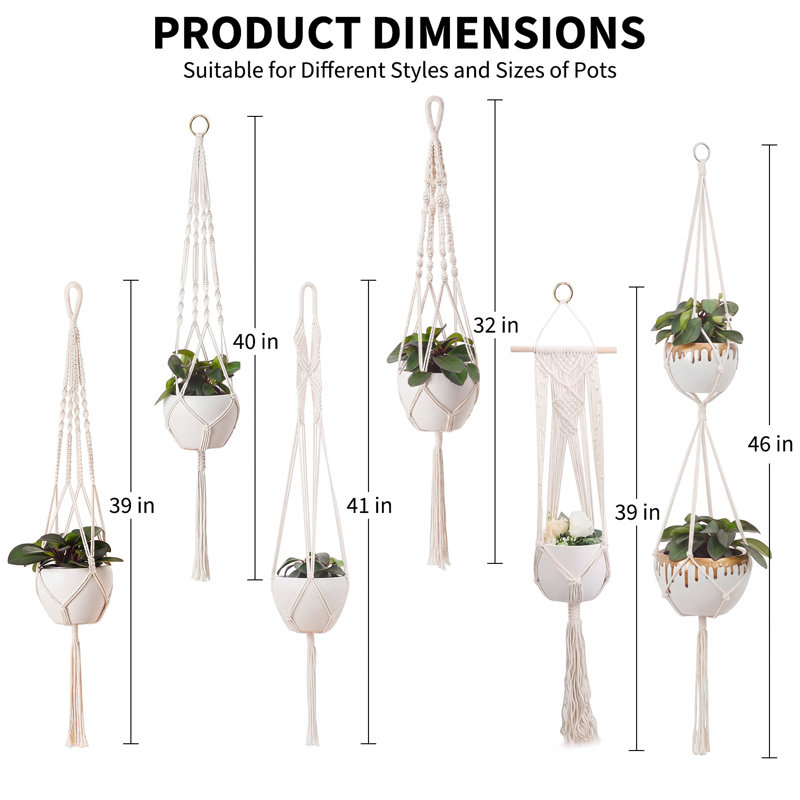 Ensemble de 6 cintres Boho Macrame, Blanc