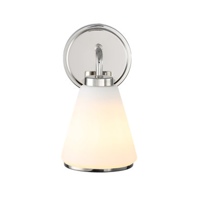 Zoey - 1-Light Wall Sconce - Polished Nickel Finish - Glossy White Glass Shade