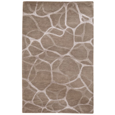 Tapis de la zone brune en laine noué la à la main Goines