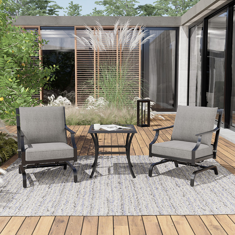 Patio Rocker Chairs with Cushions, Dark Grey