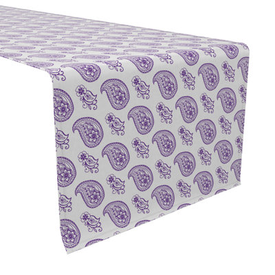 Fabric Textile Products, Inc. Table Runner, 100% Cotton, 16X72", Purple Paisley Petals