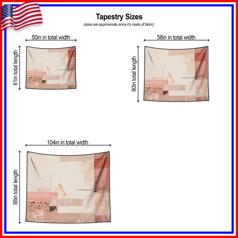 Tapisserie murale abstraite texturée rose - Décoration murale abstraite, H 104 po x 88 avec 4 œillets
