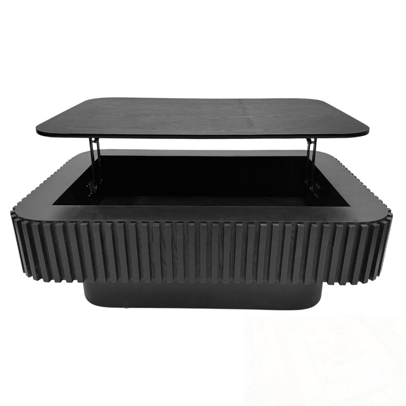Plateau relevable avec rangement et hauteur ajustable, Noir