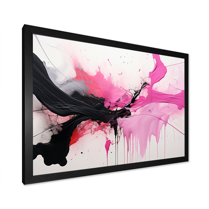 Or et mauve abstrait Fusion IV - reproduction d'art sur toile abstraite, Cadre simple noir, H 24 po x l 32 po x P 1 po