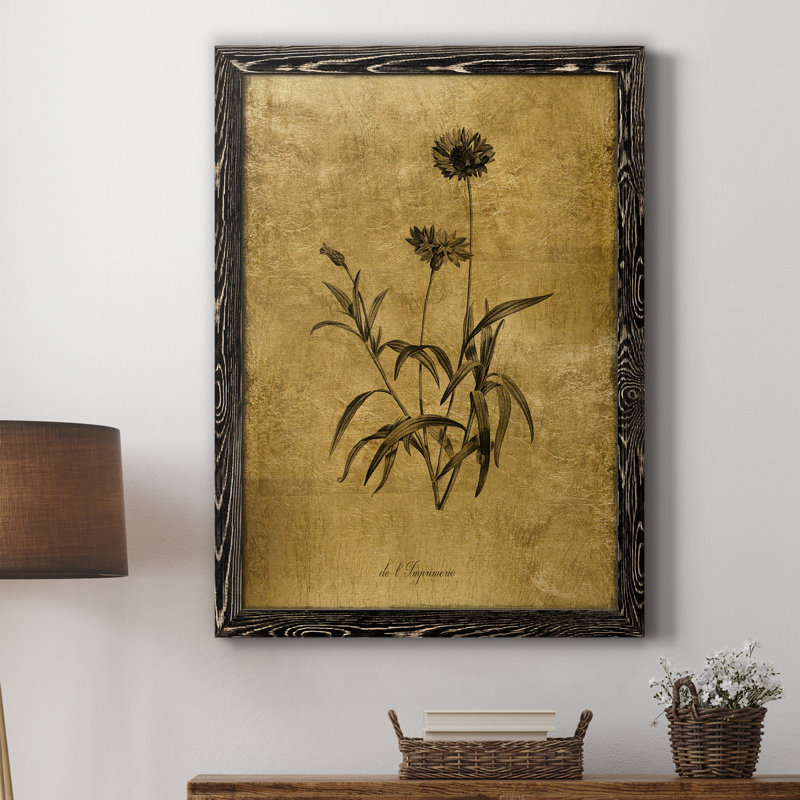 Toile encadrée dorée I-Premium Botanical, Cadre noir, H 24 po x l 18 po x P 1,5 po