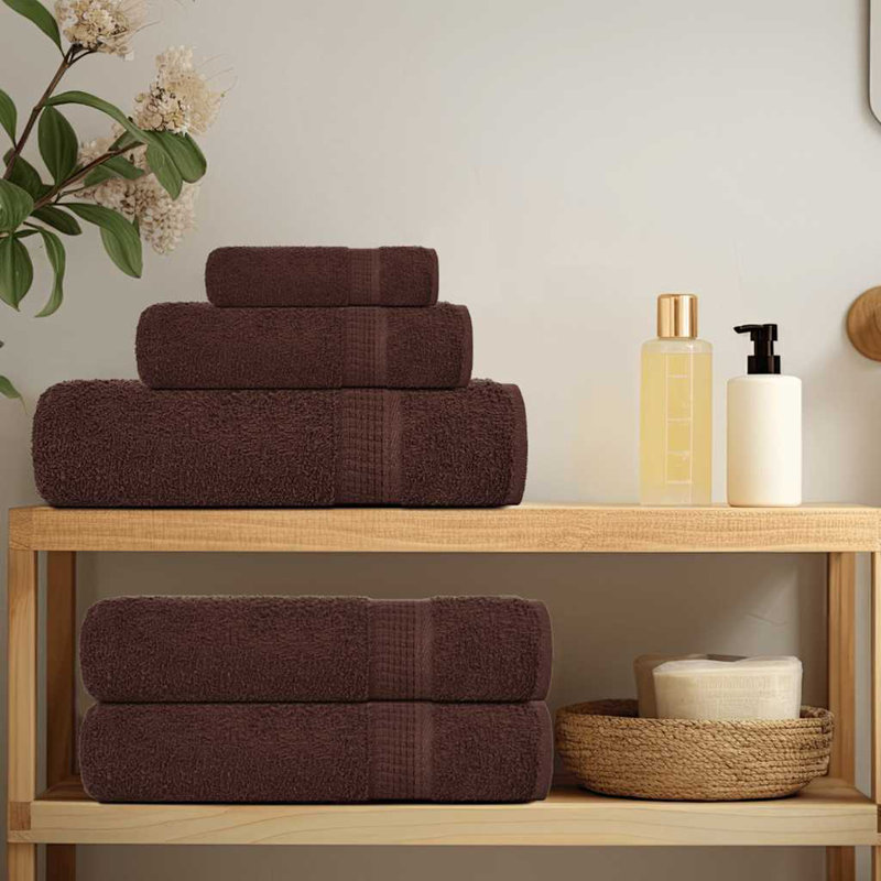 100% Cotton Mulit-Size Set, Brown, 8 Piece Towel Set
