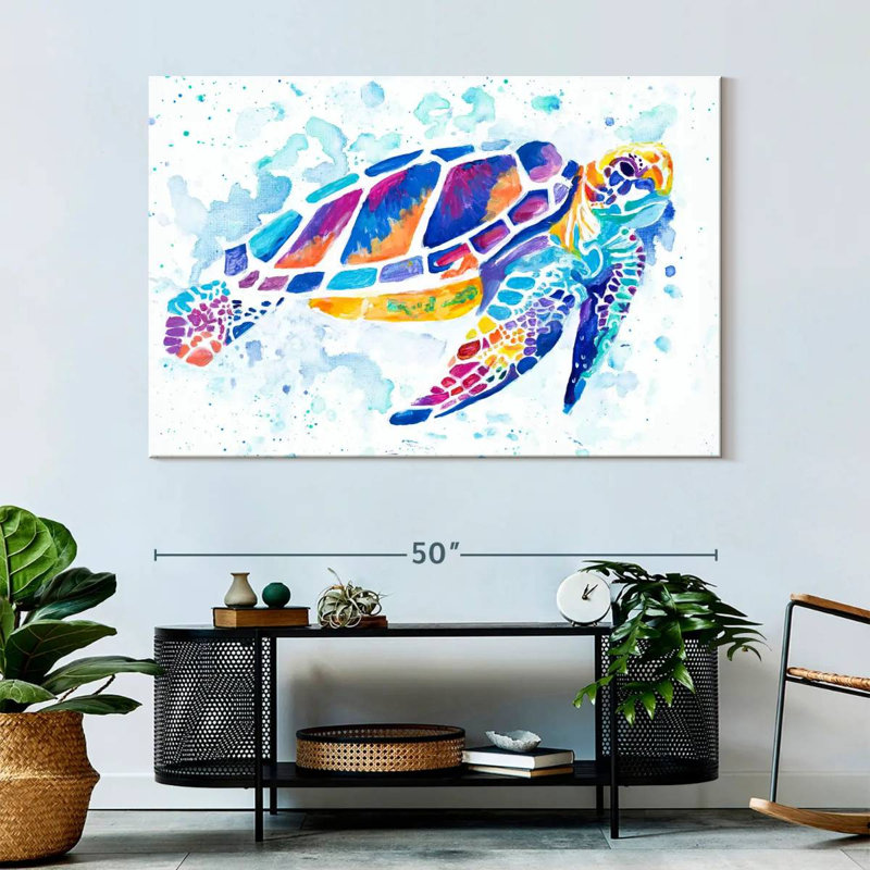 Brampt Vibrant Sea Turtle, 34" H x 51" W