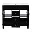 Meuble-lavabo de salle de bain contemporain de 36 po, apparence de miroir noir, 2 tiroirs et portes, meuble-lavabo élégant à décor spacieux, tiroirs, tendance